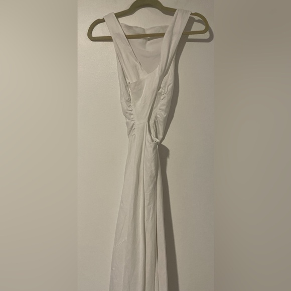 Reformation Minimalist Casette Cross Back White Linen Midi Dress Size 0 - Picture 3 of 6